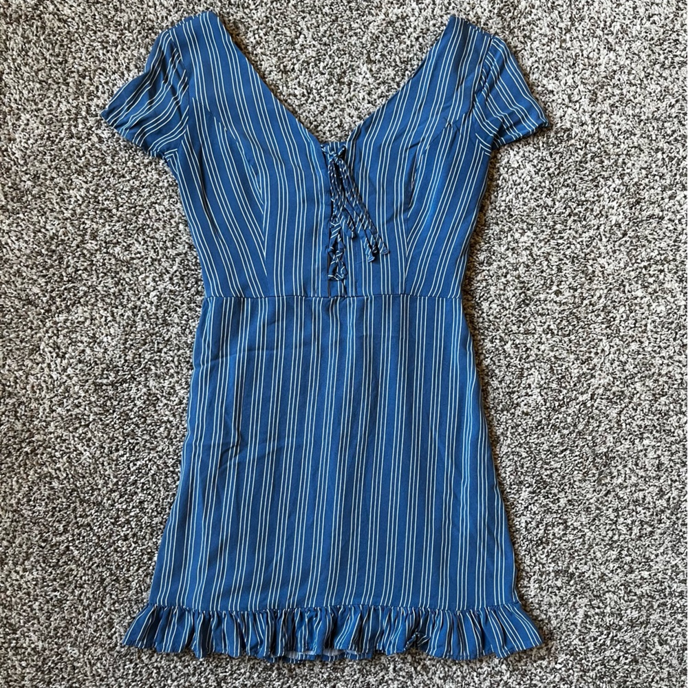 Hollister Navy and White Striped Mini Dress